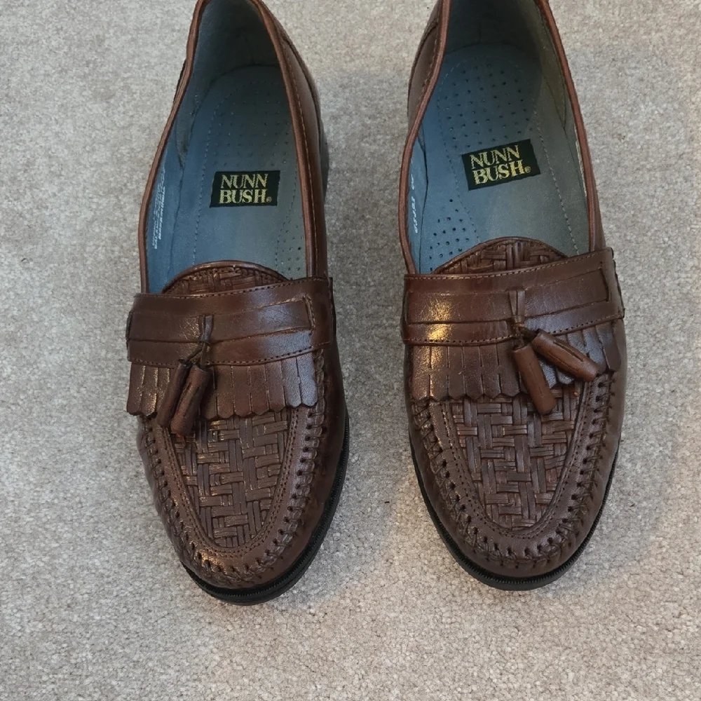 Nunn Bush Brown Leather Loafers with Moccasin Stitching
